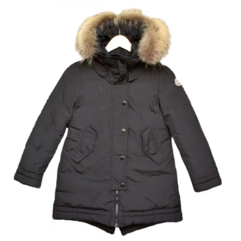 Moncler YOLANDE GIUBBOTTO kids girl's real fur hooded puffer jacket